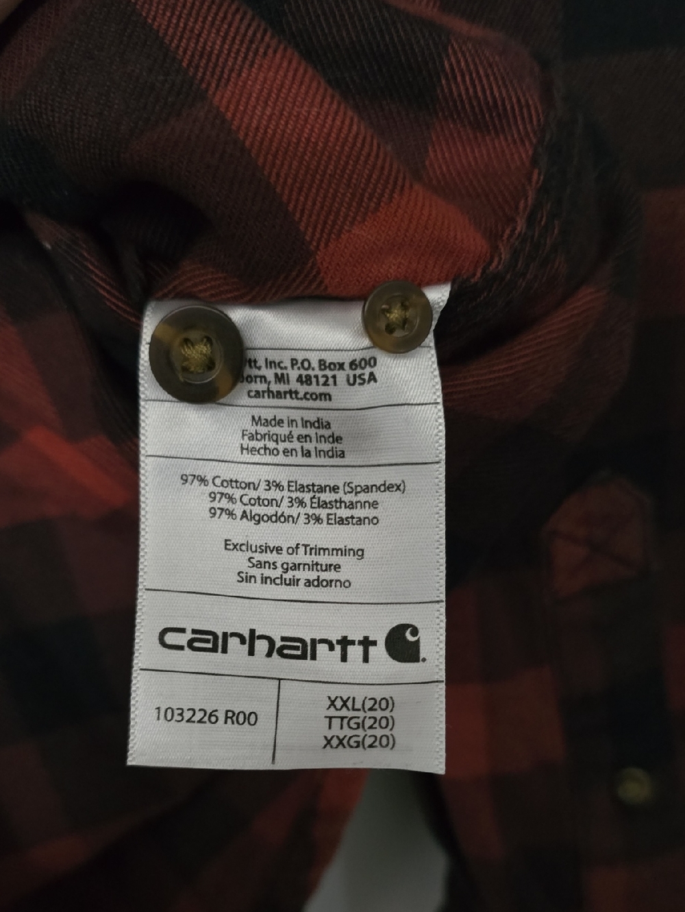 Carhartt Womens Red & Black Plaid Flannel Shirt - Picture 6 of 7
